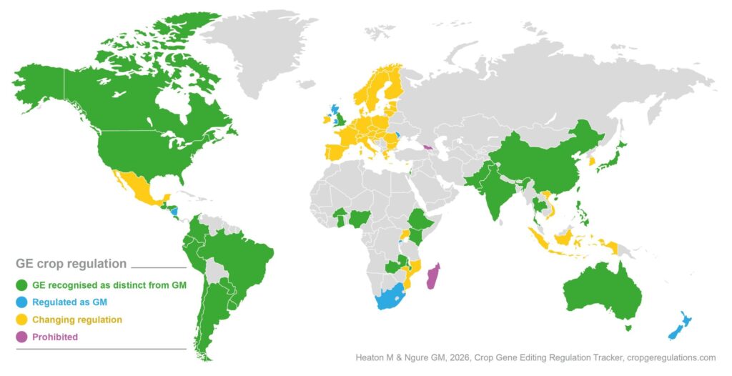 Carte mondiale règlementation édition génomique